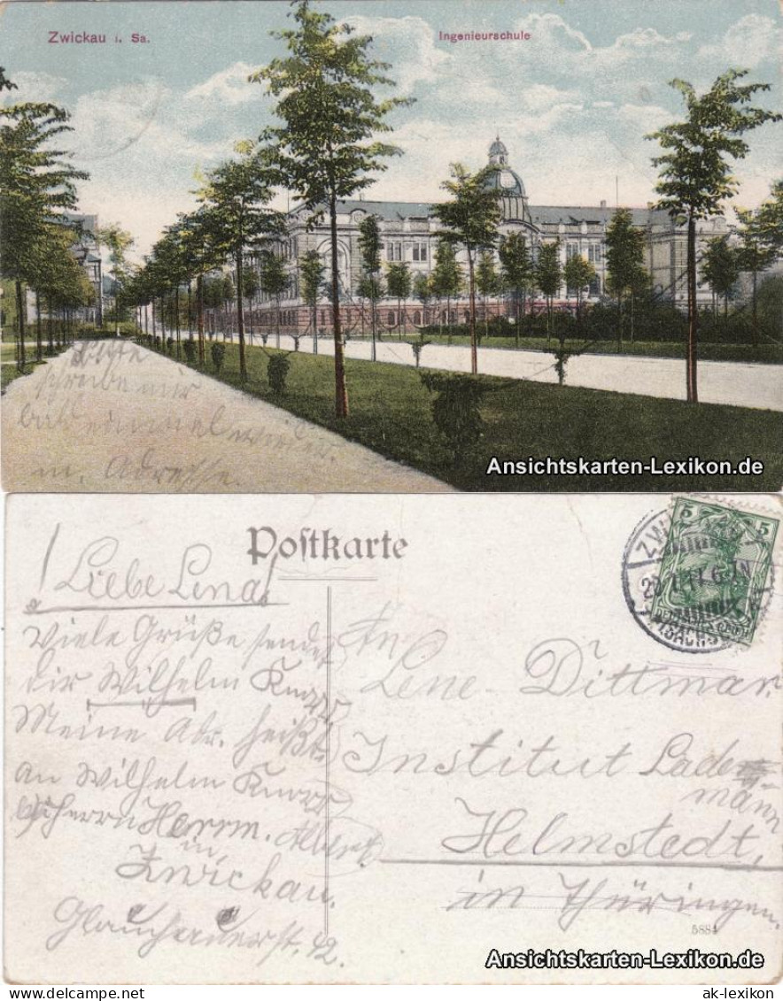 Ansichtskarte Zwickau Ingenieurschule 1917  - Zwickau