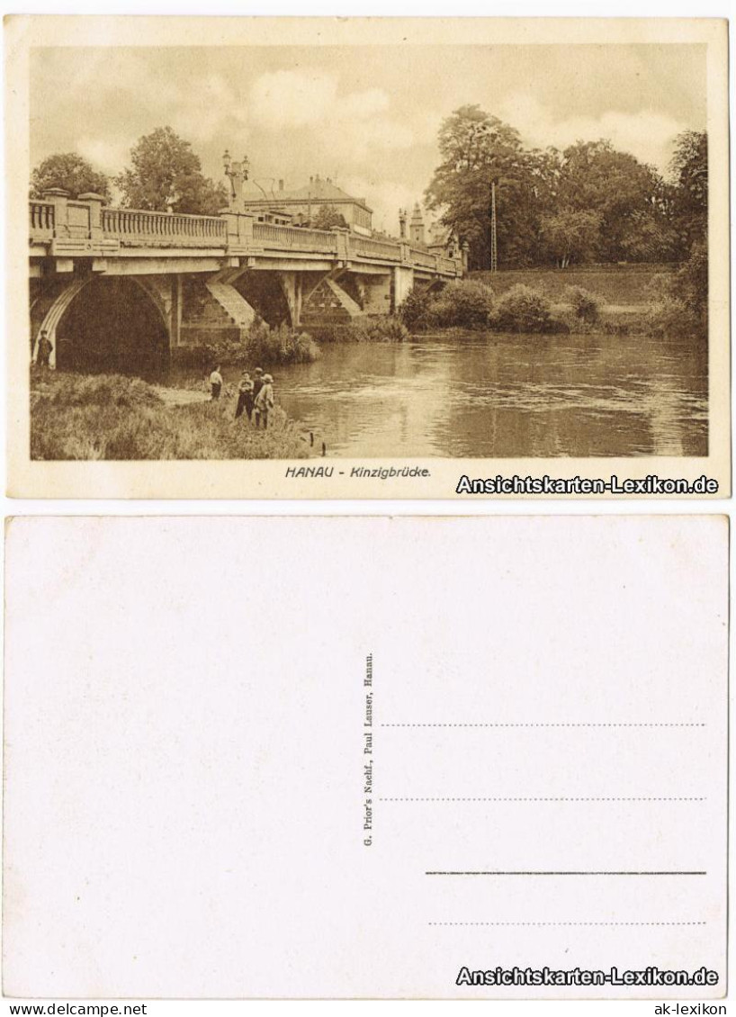 Ansichtskarte Hanau Kinzigbrücke - Straße 1916  - Hanau