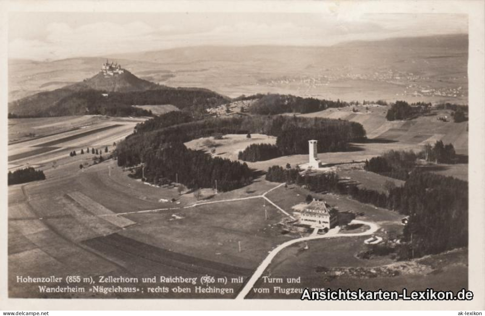 Ansichtskarte Hechingen Luftbild Hohenzoller (855 M) Mit Hechingen 1935  - Hechingen