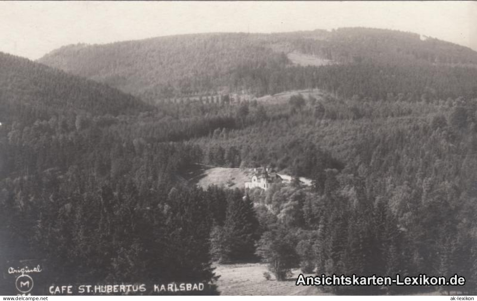 Postcard Karlsbad Karlovy Vary Cafe Hubertus 1928  - Czech Republic