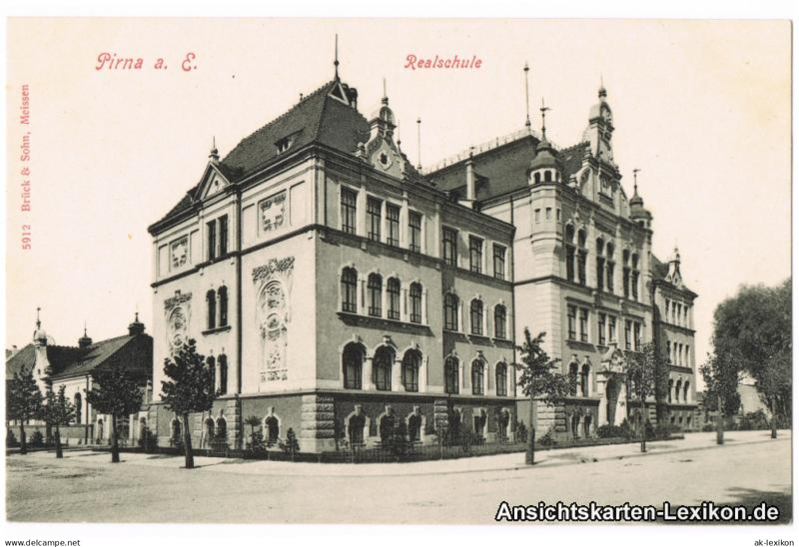 Ansichtskarte Pirna Straßenpartie Auf Realschule 1914 - Pirna