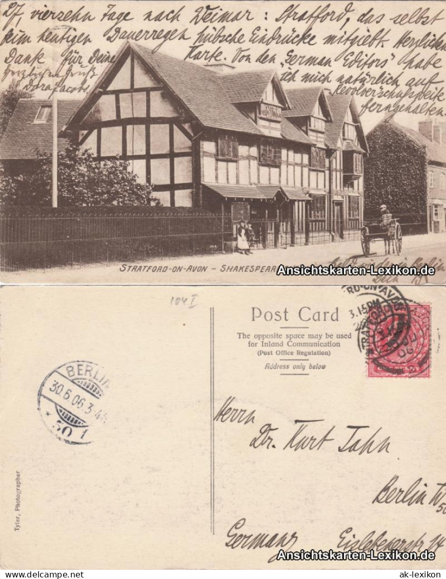 Postcard Stratford-upon-Avon Straßenpartie - Shakespeares House 1906  - Andere & Zonder Classificatie