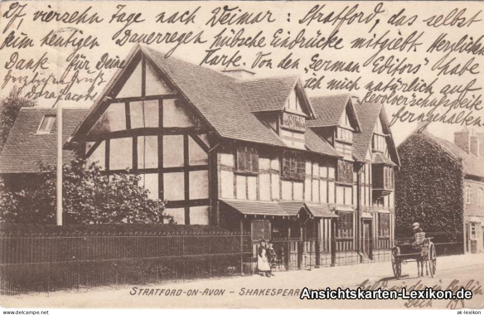 Postcard Stratford-upon-Avon Straßenpartie - Shakespeares House 1906  - Andere & Zonder Classificatie