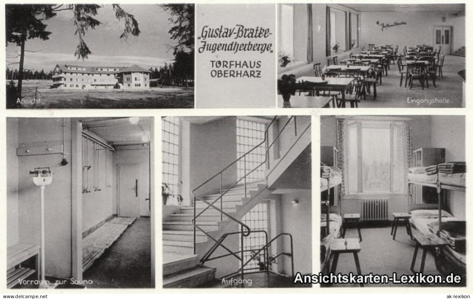 Torfhaus (Harz)-Altenau: Außen, Eingang, Sauna Aufgang Und Schlafraum 1955 - Altenau