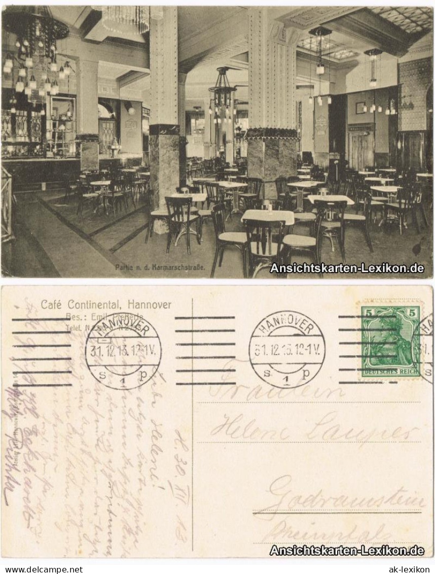 Ansichtskarte Hannover Continental Hotel - Innen 1913  - Hannover