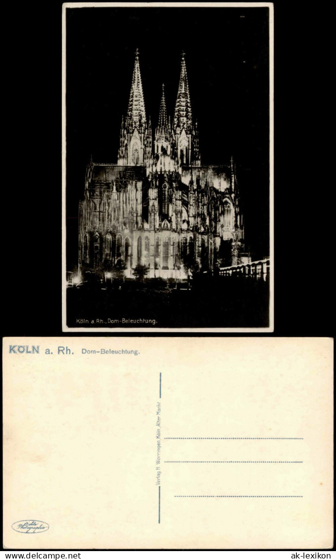 Ansichtskarte Köln Dom-Beleuchtung. 1932 - Koeln