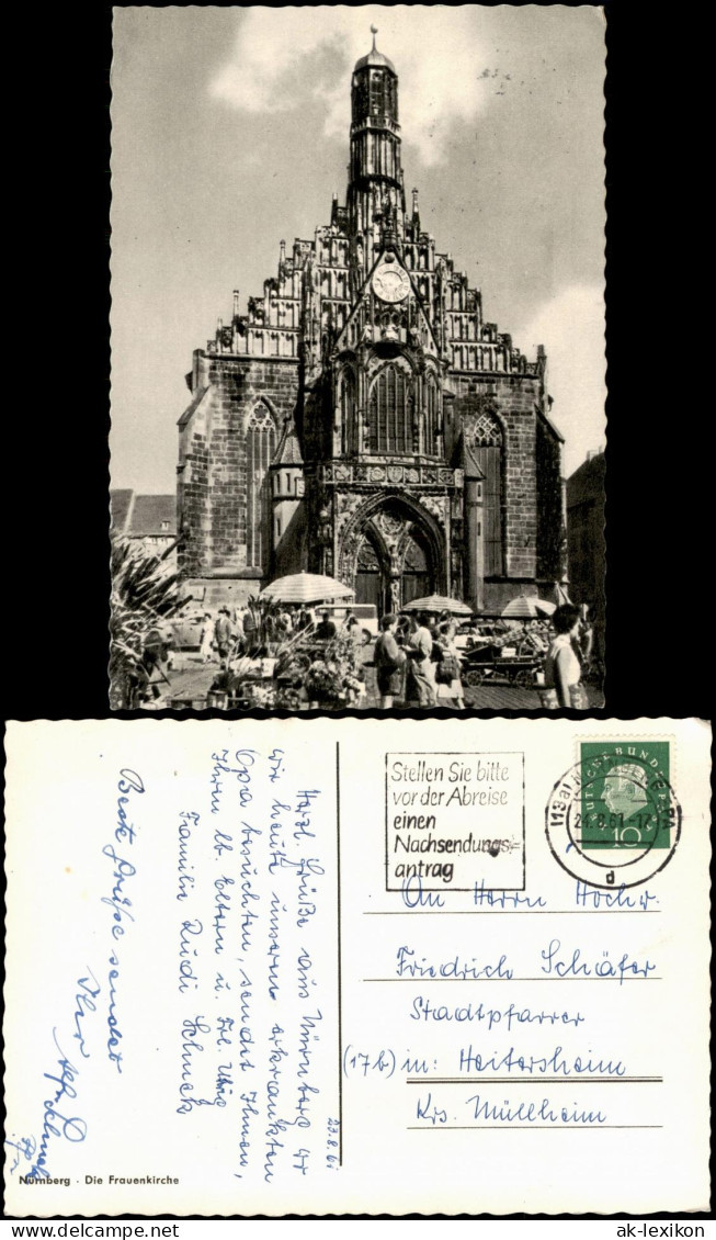 Ansichtskarte Nürnberg Frauenkirche, Marktstände Davor 1961 - Nürnberg