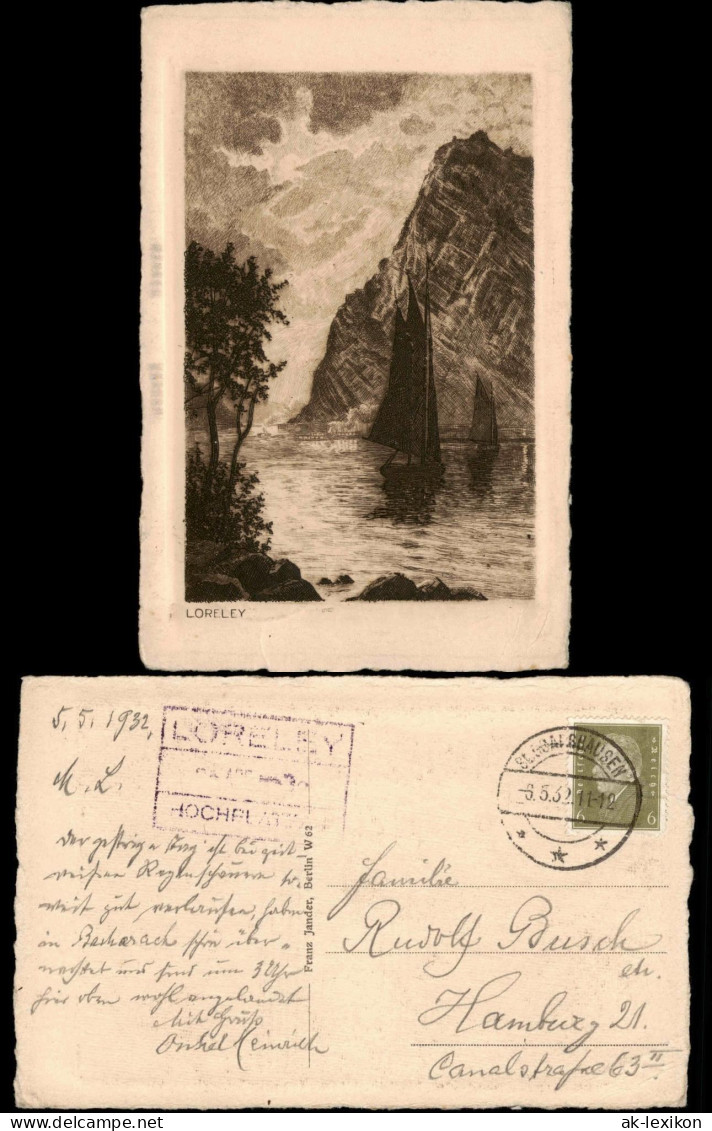 Sankt Goar Rheintal An Der Loreley Federzeichnung 1932  Gel Stempel Hochplateau - St. Goar