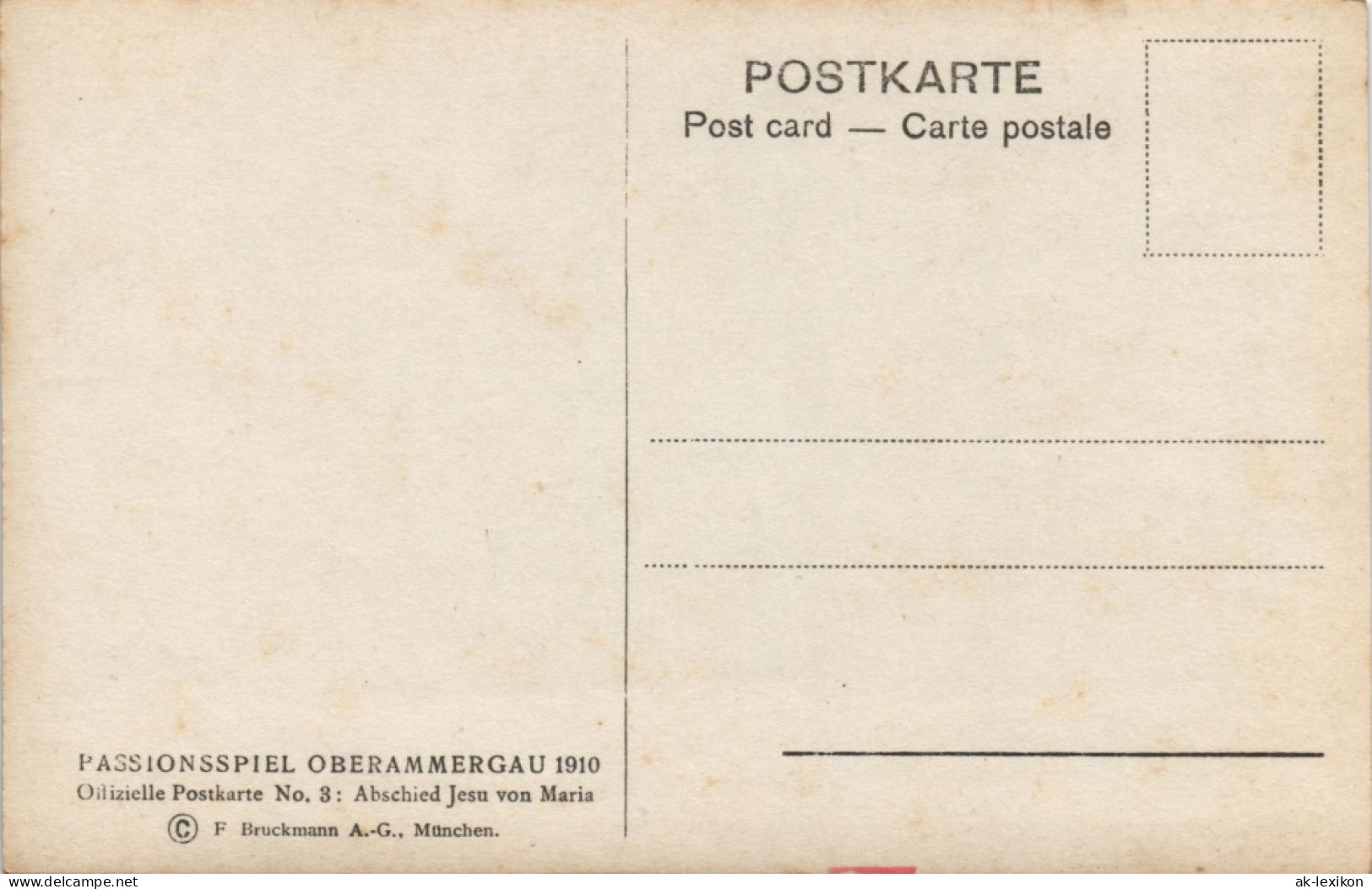 Oberammergau Oilizielle Postkarte  Abschied Jesu   Maria Passionsspiele 1910 - Oberammergau