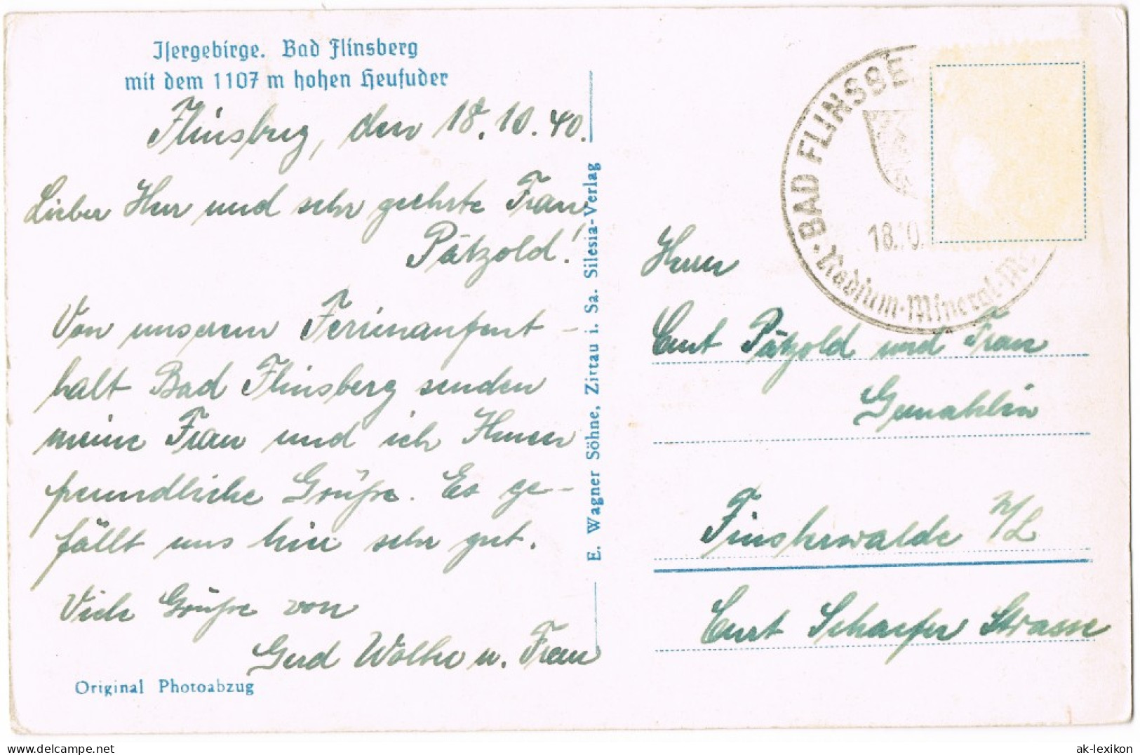 Postcard Bad Flinsberg Świeradów-Zdrój Stadt Und Heufuder 1932 - Schlesien