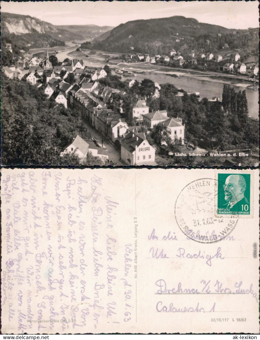 Foto Ansichtskarte  Wehlen Panorama-Ansicht 1962 - Wehlen