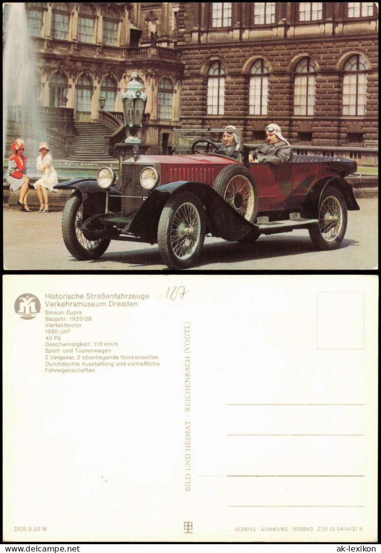 Dresden DDR AK Verkehrsmuseum Dresden Altes Auto Oldtimer Simson-Supra 1985 - Dresden