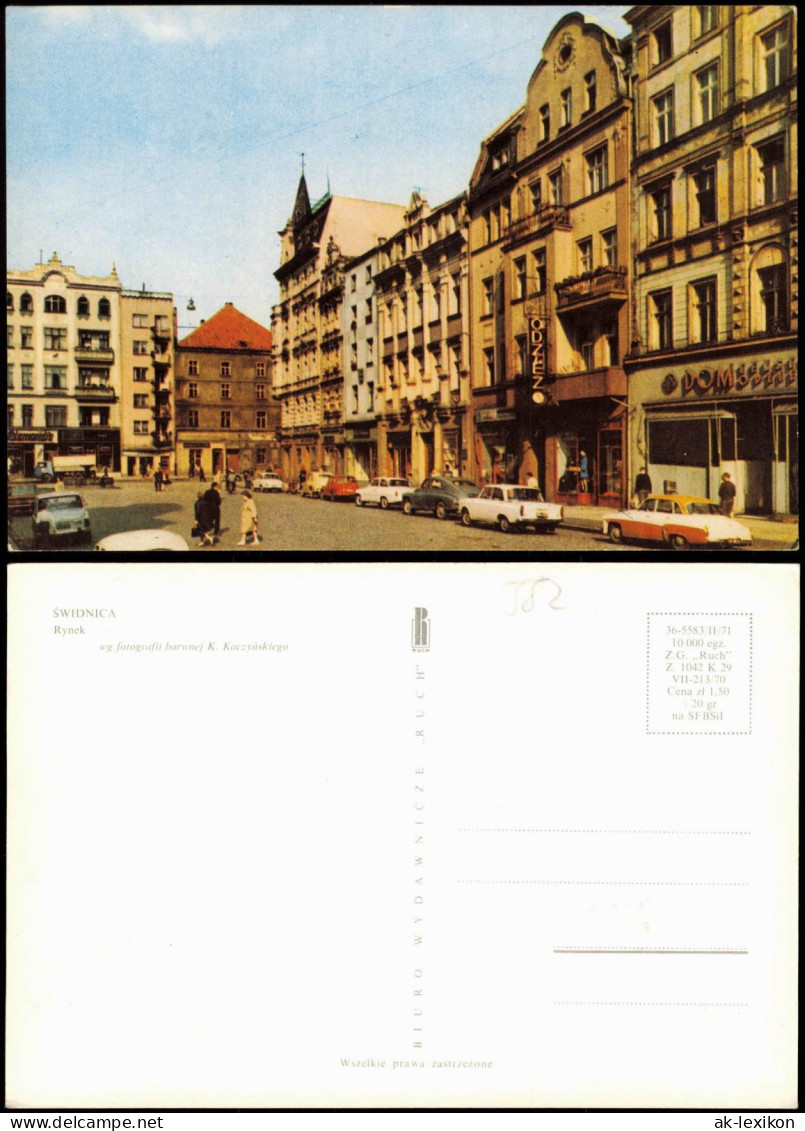 Postcard Schweidnitz Świdnica Ortsansicht Geschäfte Autos, Rynek 1971 - Schlesien