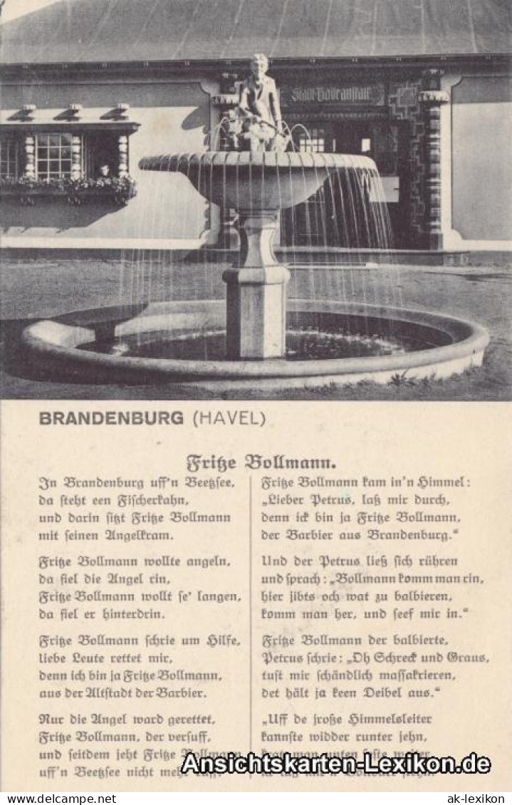 Brandenburg An Der Havel Badeanstalt Mit Fritze Bollmann-Brunnen 1920  - Brandenburg