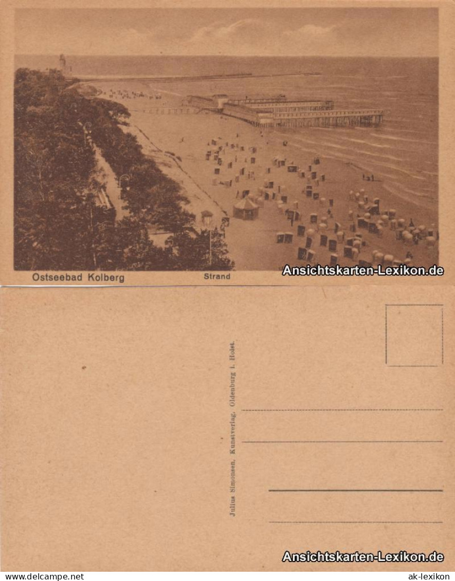 Postcard Kolberg Kołobrzeg Strandpartie Mit Seesteg 1930  - Pommern