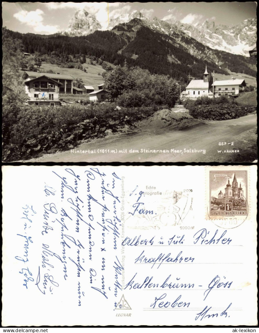 Ansichtskarte Salzburg Hintertal (1011 M) Mit Dem Steinernen Meer 1966 - Autres & Non Classés