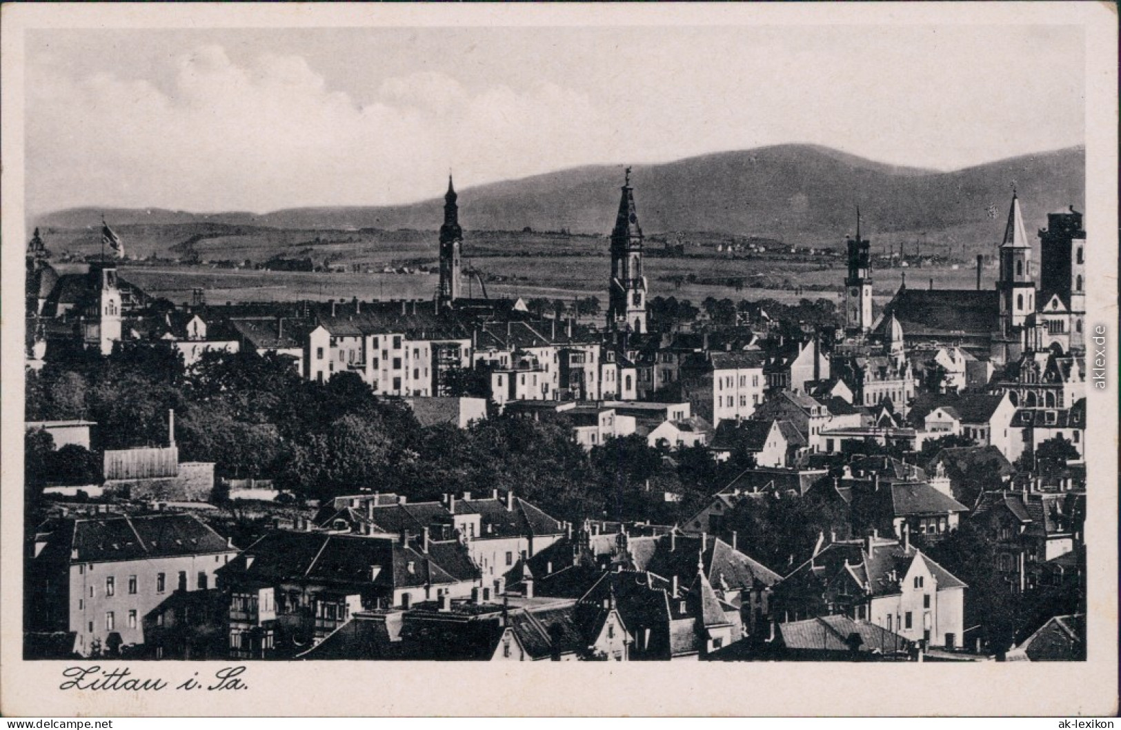 Foto Ansichtskarte  Zittau Panoram 1951 - Zittau