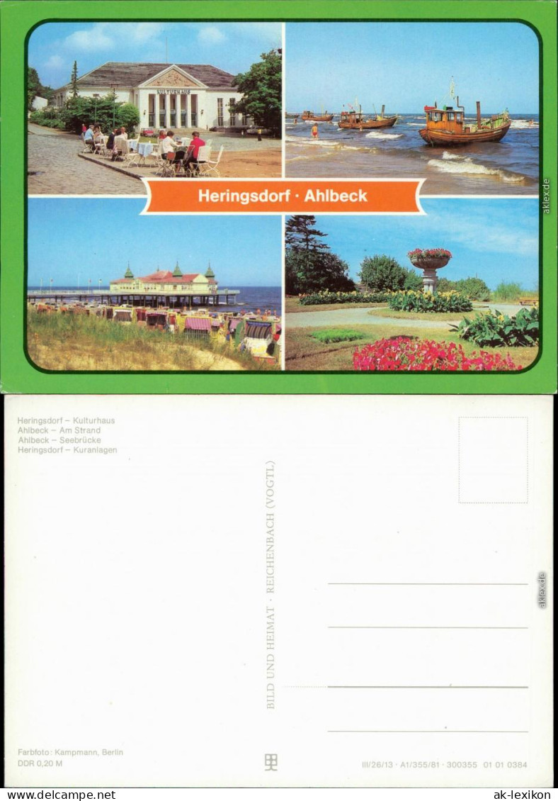 Ahlbeck  Usedom  Heringsdorf: Kulturhaus  Ahlbeck: Am Strand, Seebrücke 1981 - Other & Unclassified