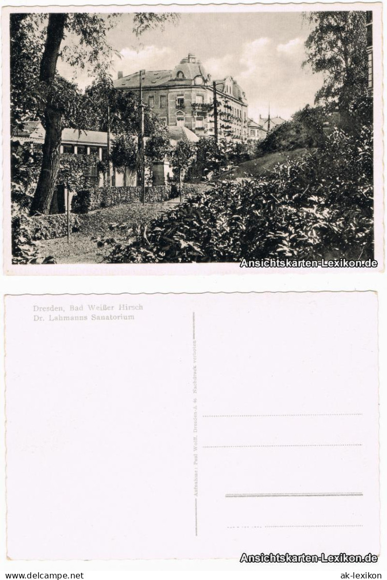 Ansichtskarte Weißer Hirsch-Dresden Dr. Lahmann's Sanatorium 1940  - Dresden