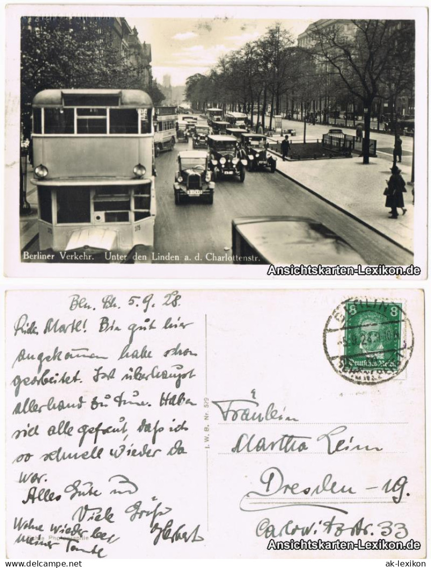 Ansichtskarte Mitte-Berlin Verkehr - Busse Und Autos - Unter Den Linden 1928  - Mitte