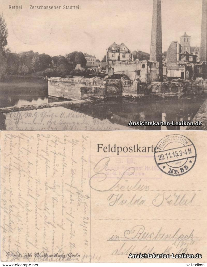 CPA Rethel Rethel Zerschossener Stadtteil (Erster Weltkrieg) 1915  - Rethel