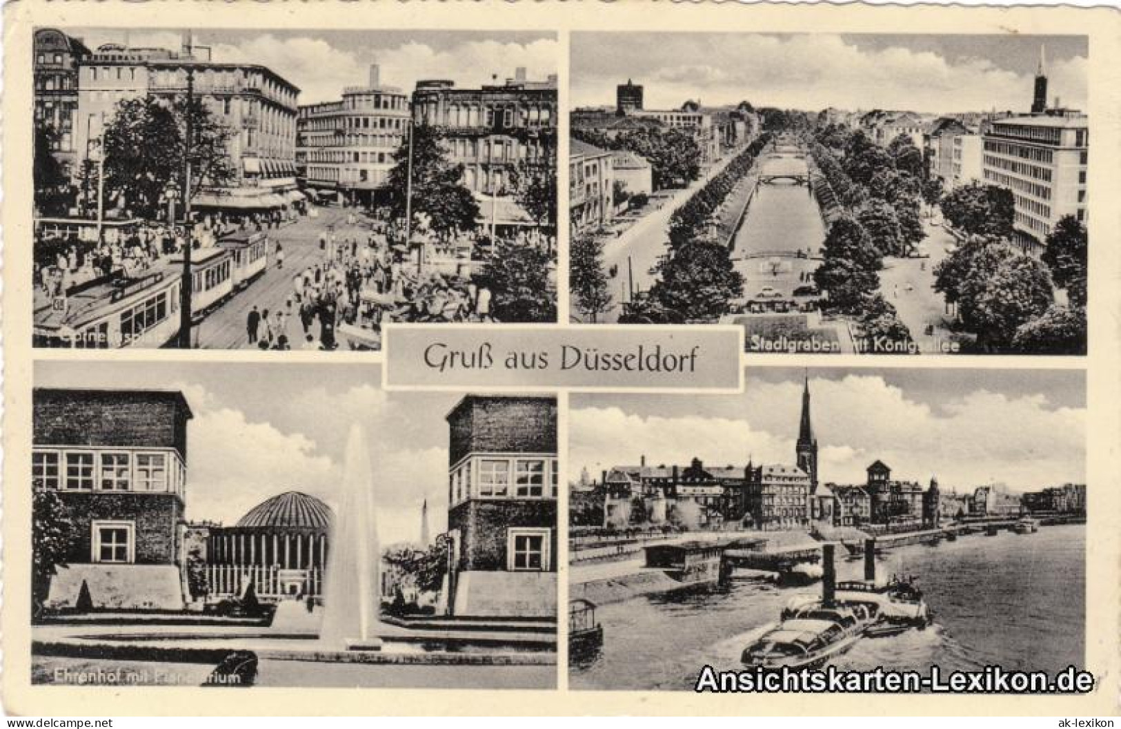 Düsseldorf: Corneliusplatz, Königsallee, Planetarium Und Rheinpartie 1955 - Duesseldorf