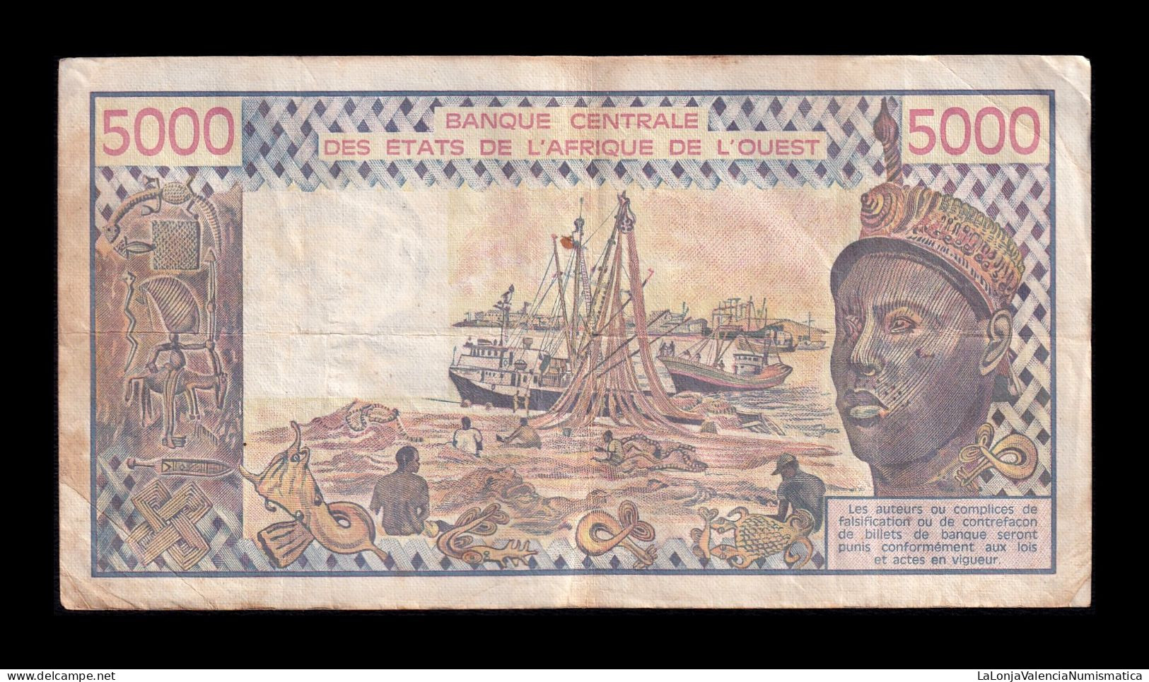 West African St. Senegal 5000 Francs 1979 Pick 708Kb Bc/Mbc F/Vf - Westafrikanischer Staaten