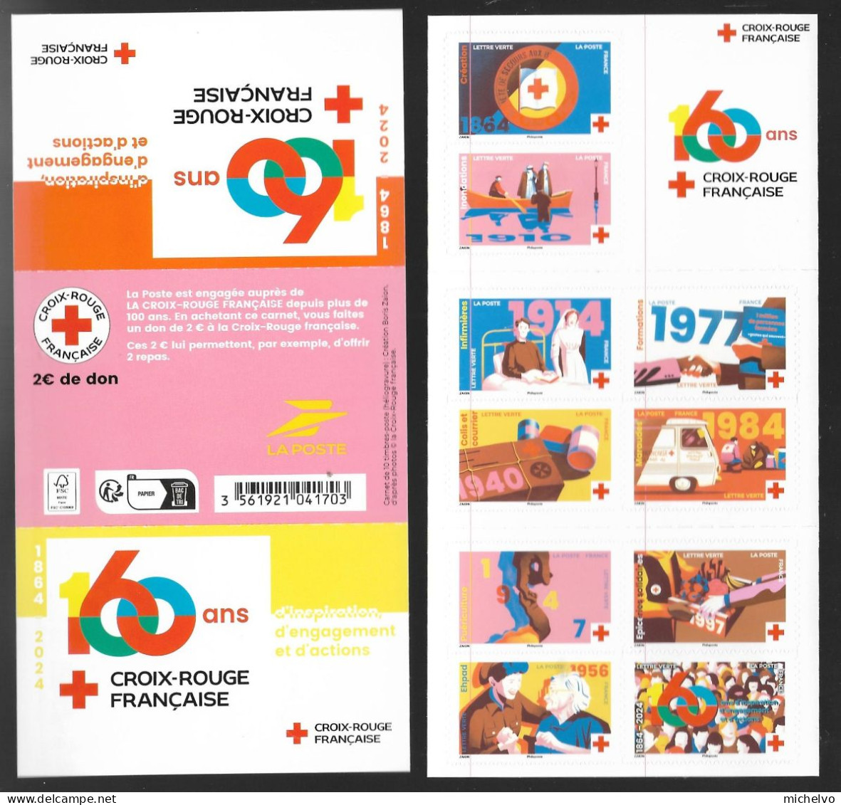 France 2024 - Carnet -  Croix Rouge - 160 Ans D'inspiration, D'engagement Et D'action ** - Ungebraucht
