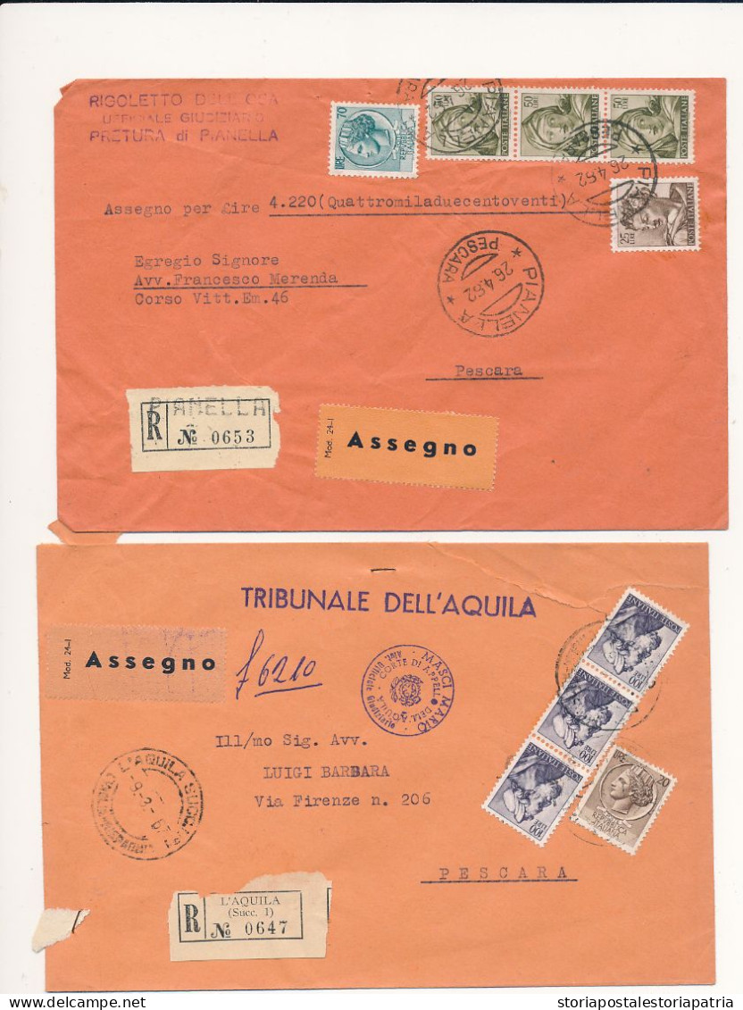 MICHELANGIOLESCA LOTTO DI 13 RACCOMANDATE CON ASSEGNO - 1961-70: Storia Postale