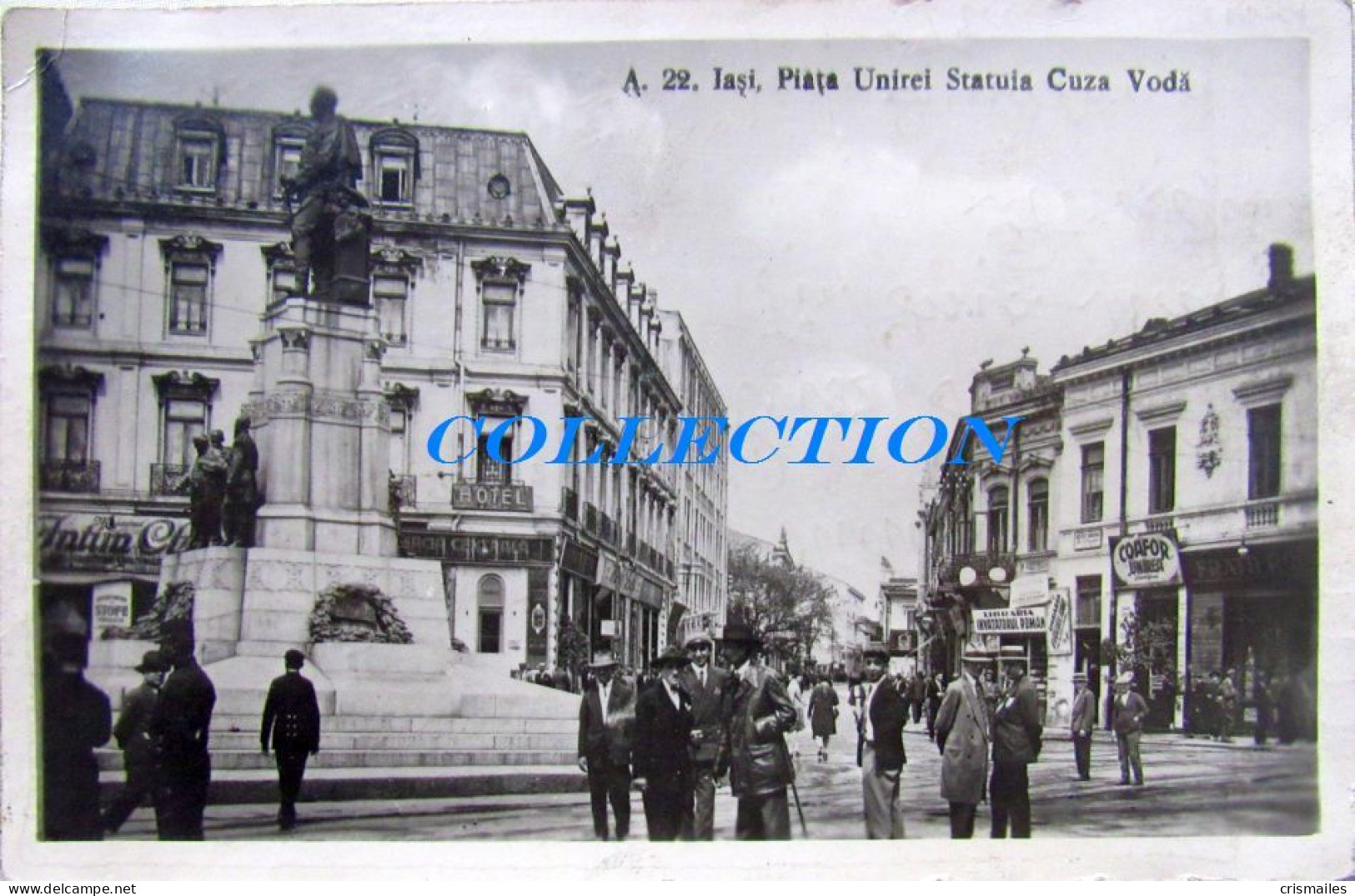IASI 1942, Statuia CUZA Voda, PIATA Unirii, Librarie, Coafor, CENZURA, Rara Cu Timbru - Romania