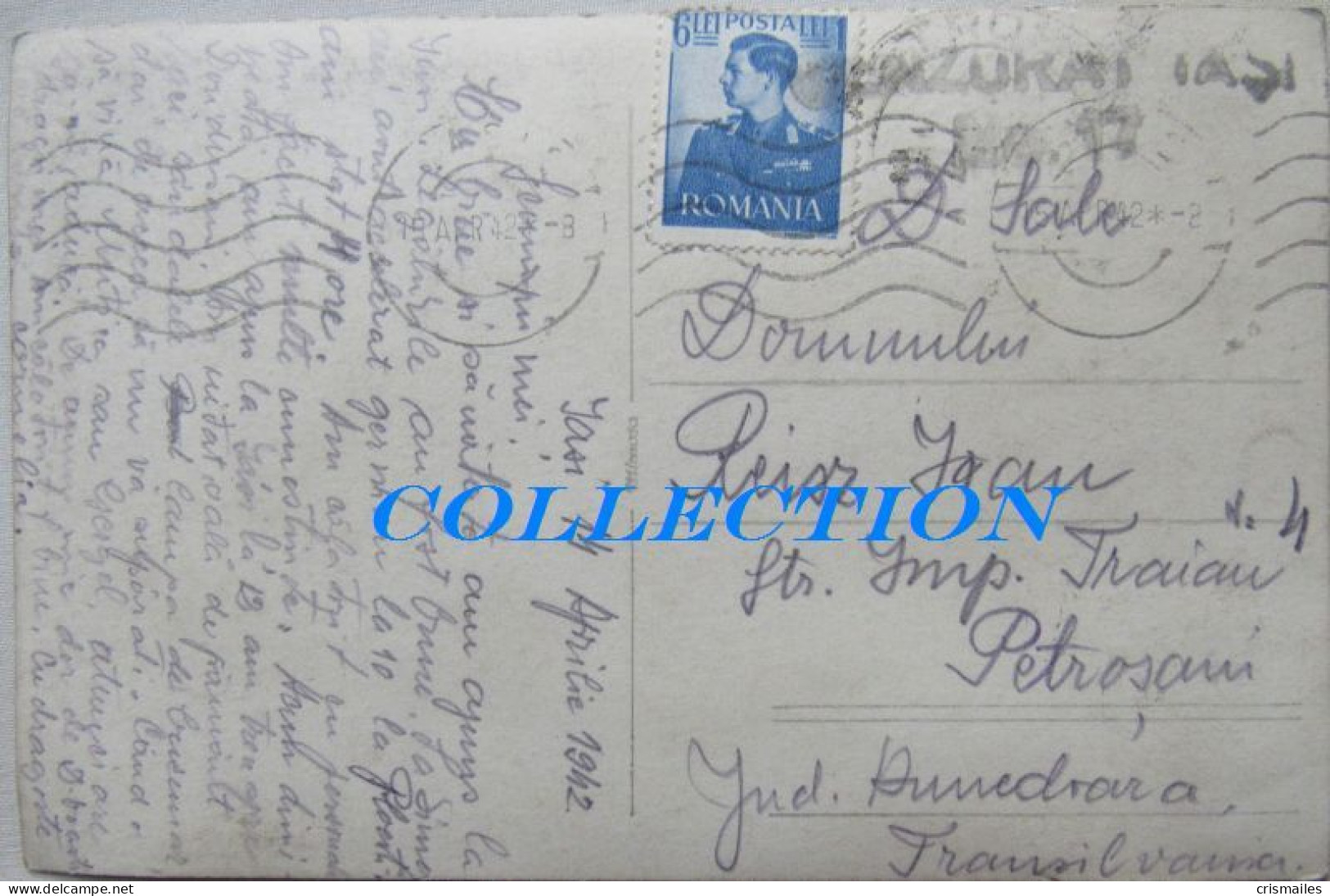 IASI 1942, Statuia CUZA Voda, PIATA Unirii, Librarie, Coafor, CENZURA, Rara Cu Timbru - Romania