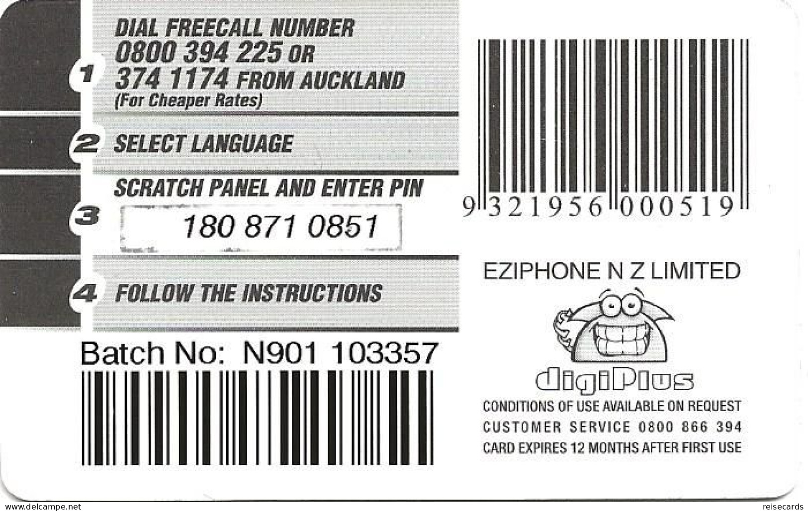 New Zealand: Prepaid Eziphone - The All Black Phonecard - Nouvelle-Zélande