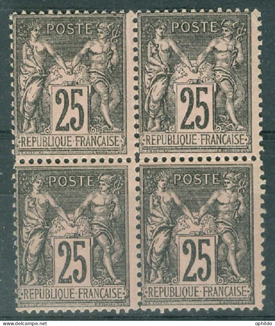 France   97  En Bloc 4   * *  TB  Avec Petite Variété De Piquage   - 1876-1898 Sage (Type II)