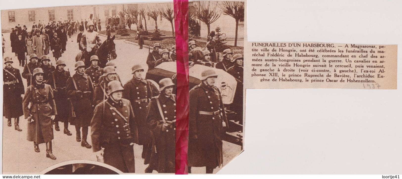 Magyarovar Hongrie - Funérailles De Maréchal Fréderic De Habsbourg - Orig. Knipsel Coupure Tijdschrift Magazine - 1937 - Zonder Classificatie