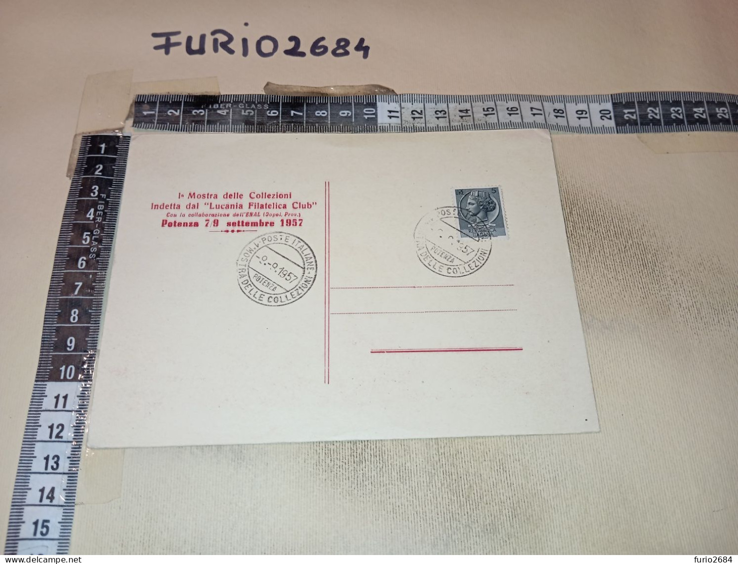 MX00220 POTENZA 1957 TIMBRO ANNULLO 1° MOSTRA DELLE COLLEZIONI INDETTA DAL LUCANIA FILATELICA CLUB - 1946-60: Poststempel