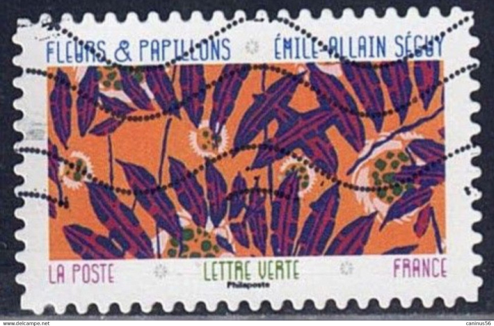 2023 Yt AA XXXX (o)  Fleurs Et Papillons - Émile-Allain Séguy Cinquième Timbre Rangée Du Bas - Used Stamps