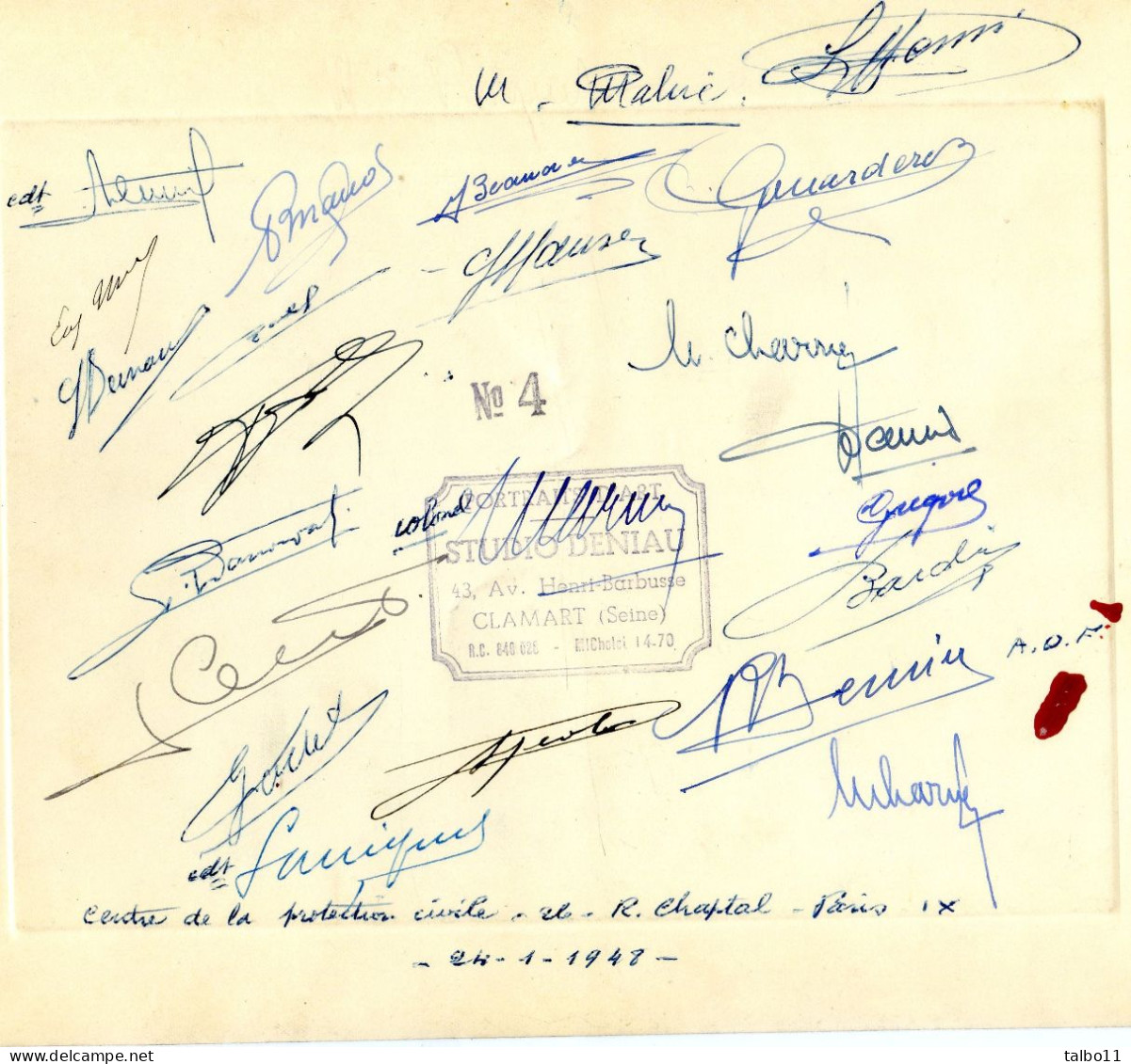 Sapeurs Pompier - Protection Civile - Promotion Mouchet - Paris Chaptal - Janvier 1948 - Signatures Au Dos - Europe