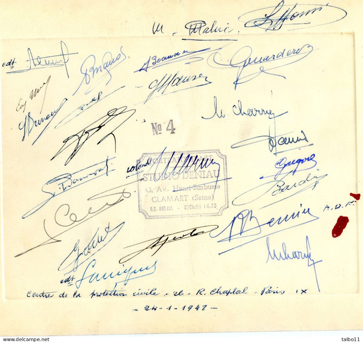 Sapeurs Pompier - Protection Civile - Promotion Mouchet - Paris Chaptal - Janvier 1948 - Signatures Au Dos - Europa