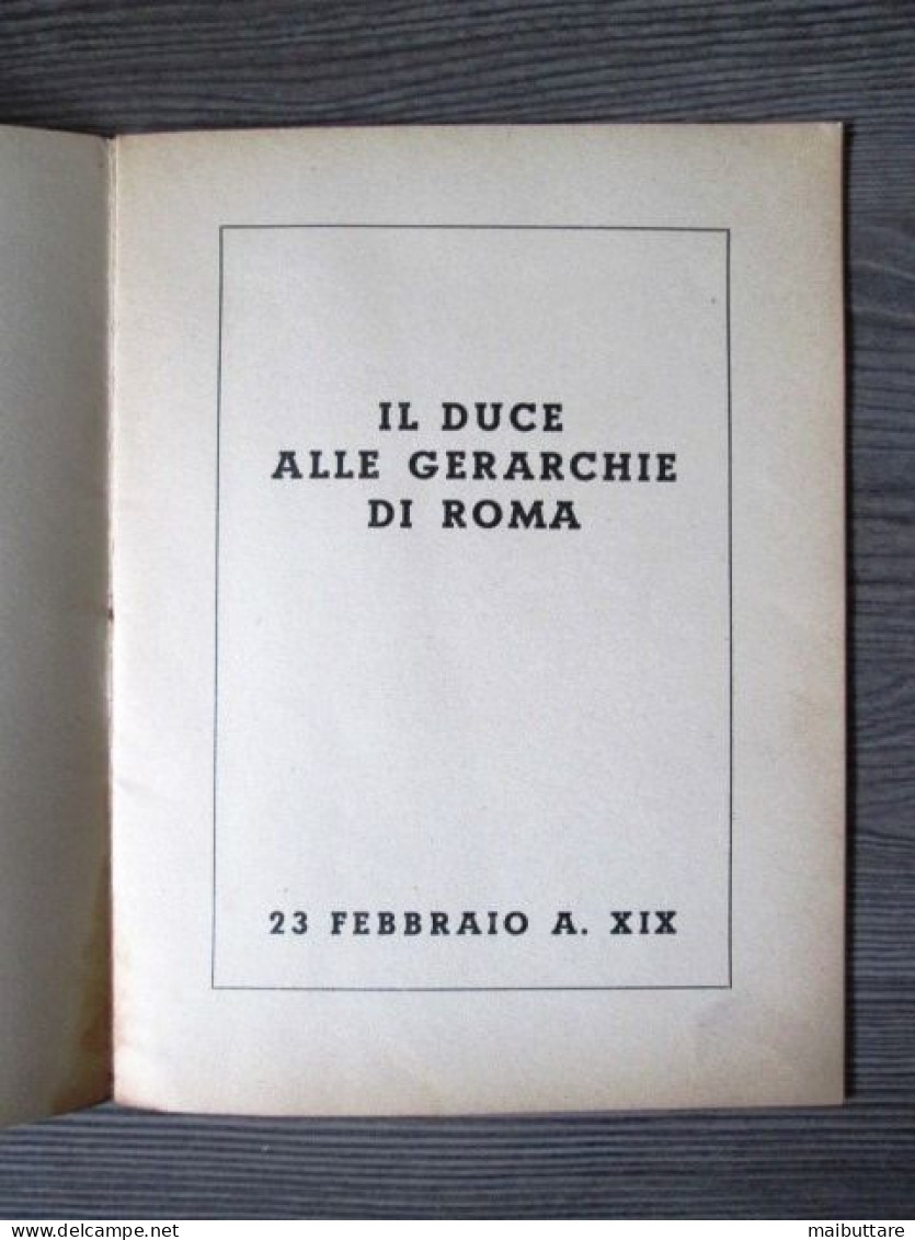 Libretto IL DUCE ALLE GERARCHIE DI ROMA Anno 1941 - Weltkrieg 1939-45