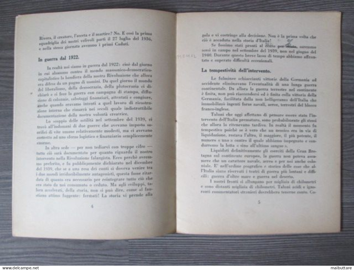 Libretto IL DUCE ALLE GERARCHIE DI ROMA Anno 1941 - Guerre 1939-45