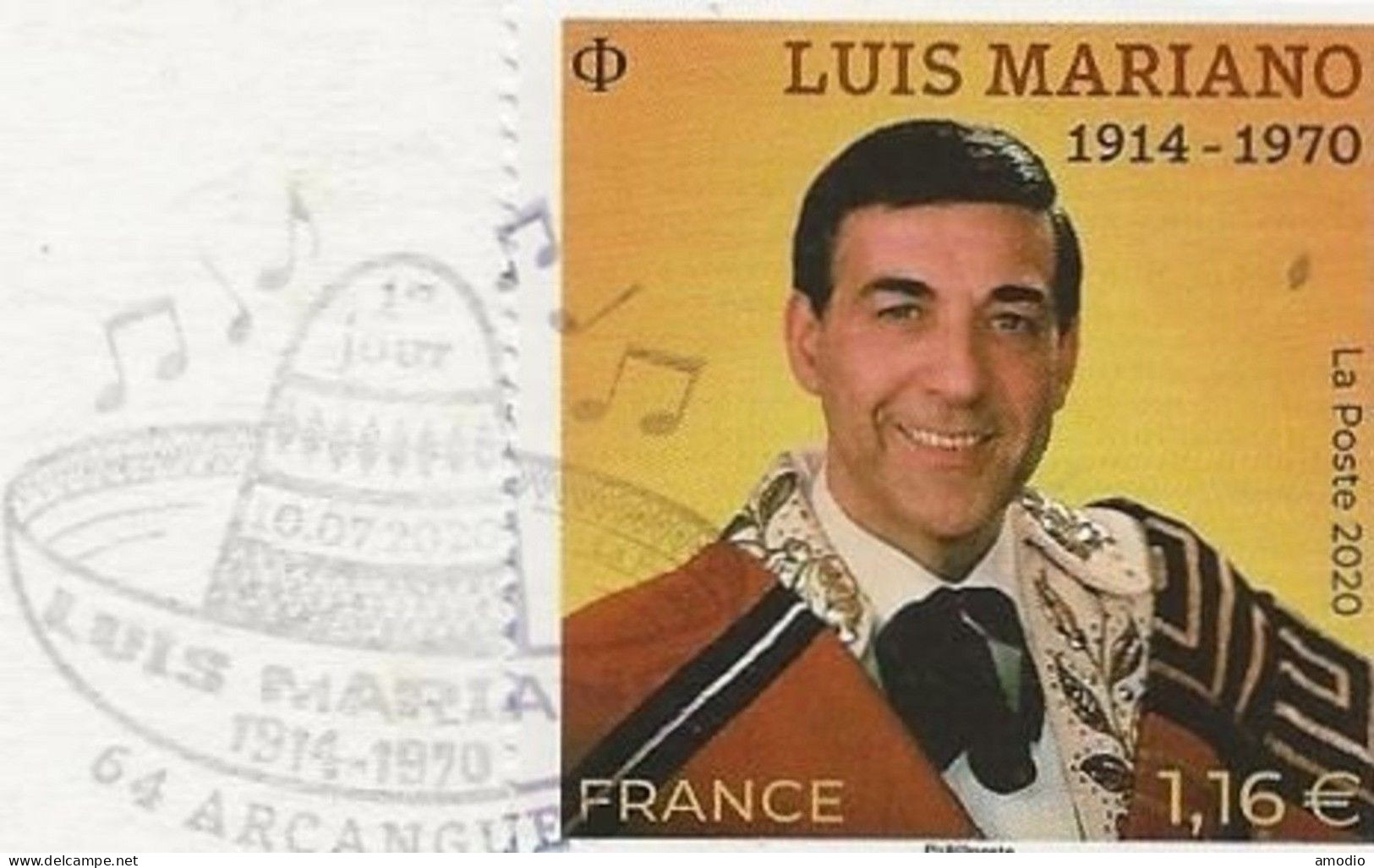 France 1er Jour YT 5412 Luis Mariano 10/07/20 / Carte Postale Arcangues - 2010-2019