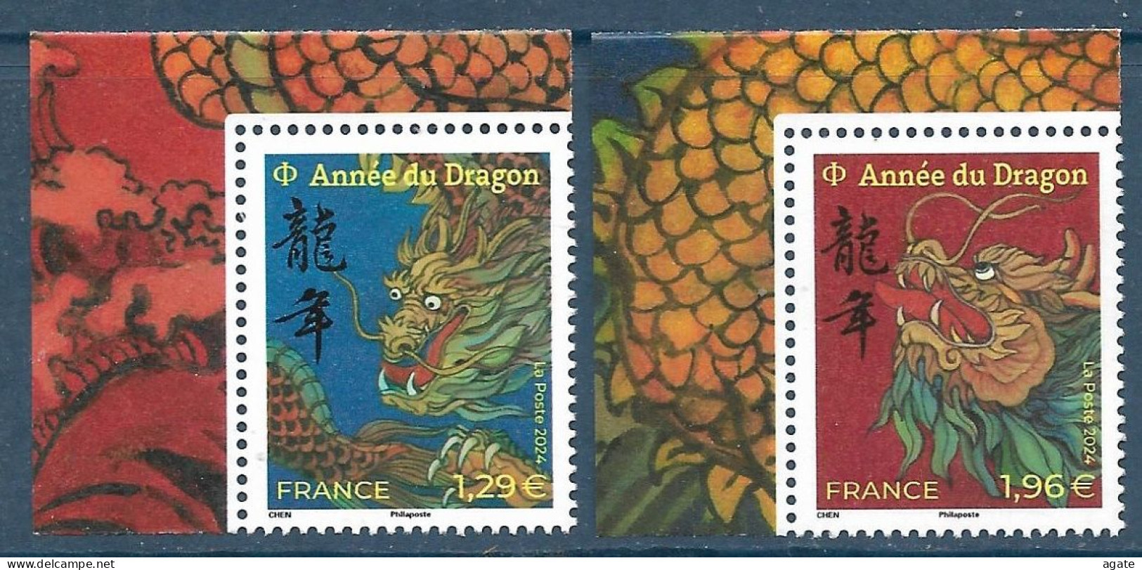 5747 5749 Année Du Dragon - Petit Format - Nouvel An Chinois (2024) Neuf** - Unused Stamps