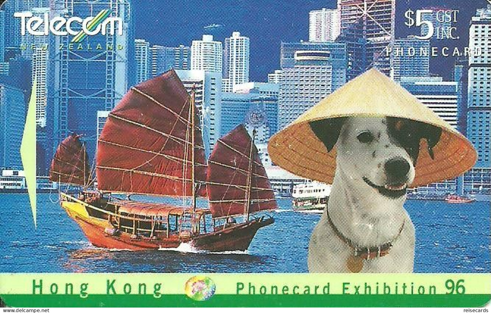 New Zealand: Telecom - 1996 Phonecard Exhibition Hong Kong 96, Spot Cruising Hong Kong Harbour - New Zealand