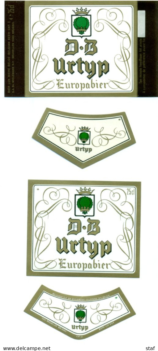 2 Verschillende Oude Etiketten Bier Urtyp Europabier- Brouwerij / Brasserie Wielemans-Ceuppens Te Brussel - Bière