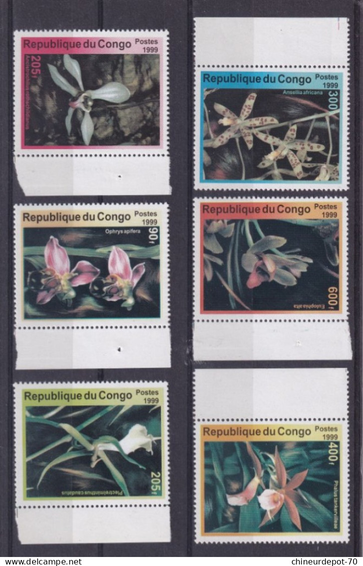 Timbres  Congo   Neufs ** Sans Charnières Année 1999  Fleurs - Nuevas/fijasellos