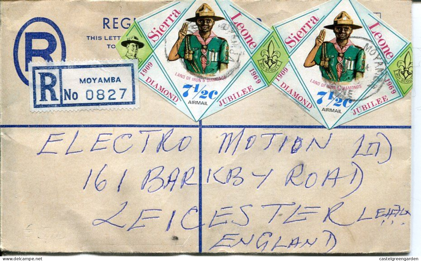 X0461 Sierra Leone, Registered Cover 1970 With Adhesive Stamp Boy Scouts Diamond Jubilee (see 2 Scan) - Covers & Documents