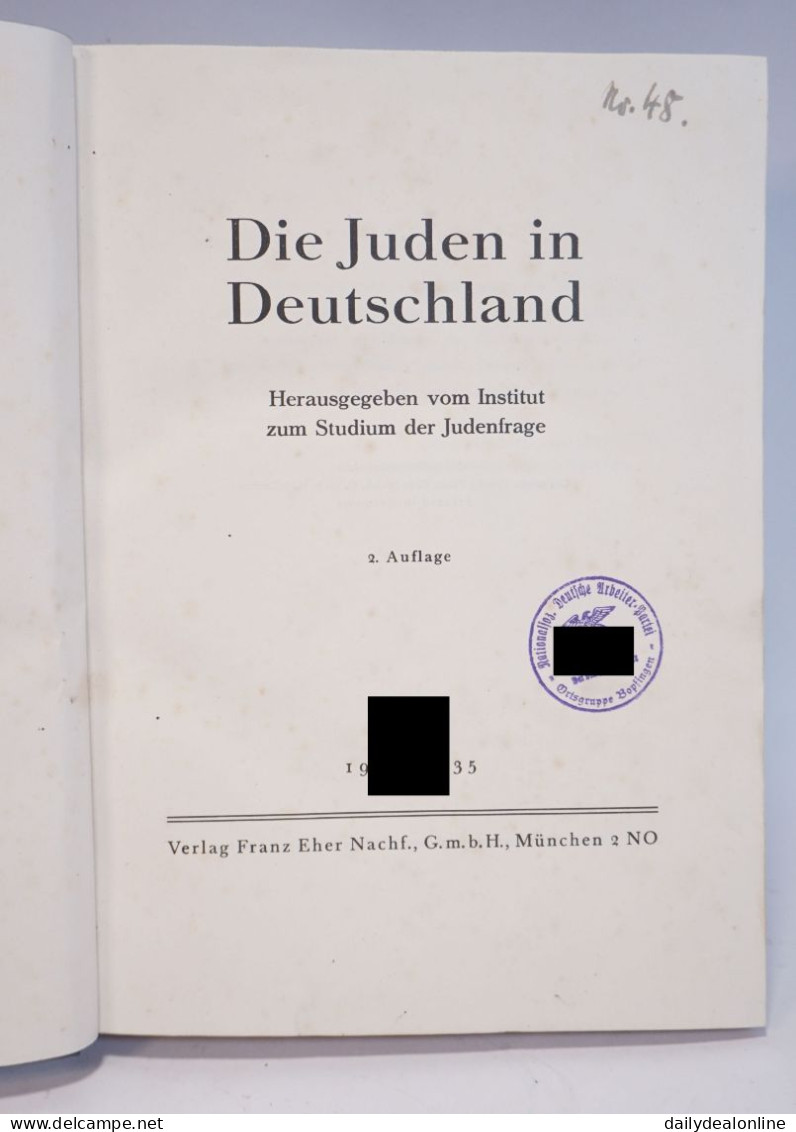 Die Juden in Deutschland Institut zum Studium der Judenfrage 1935 Verlag Franz Eher München Zeitgeschichte