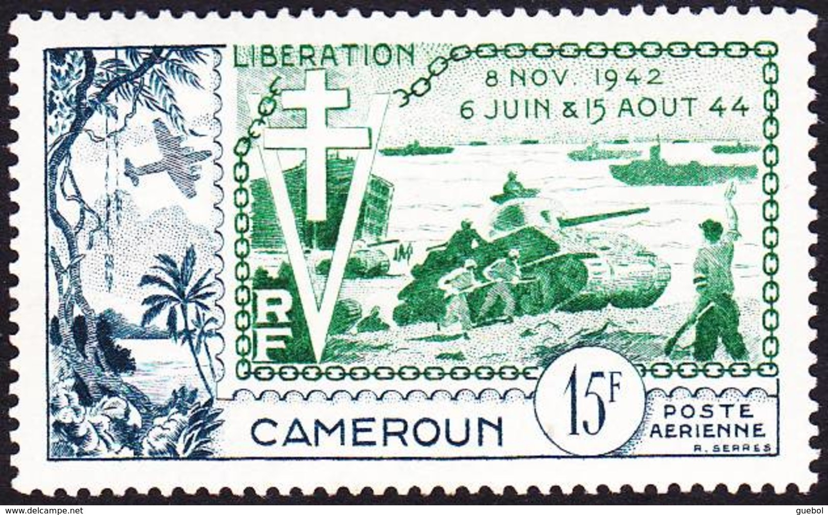 Détail De La Série - Anniversaire De La Libération ** Cameroun N° PA 44 - 1954 10e Anniversaire De La Libération