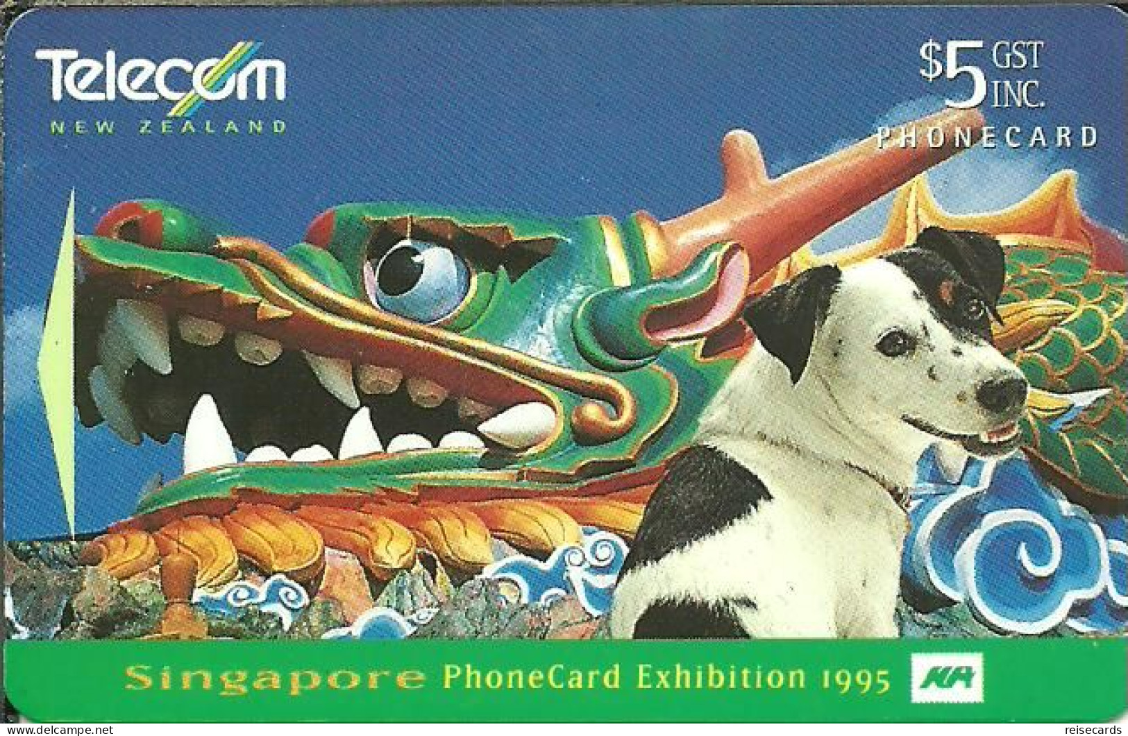 New Zealand: Telecom - 1995 Phonecard Exhibition Singapore, Spot At Dragonworld Park - Nieuw-Zeeland