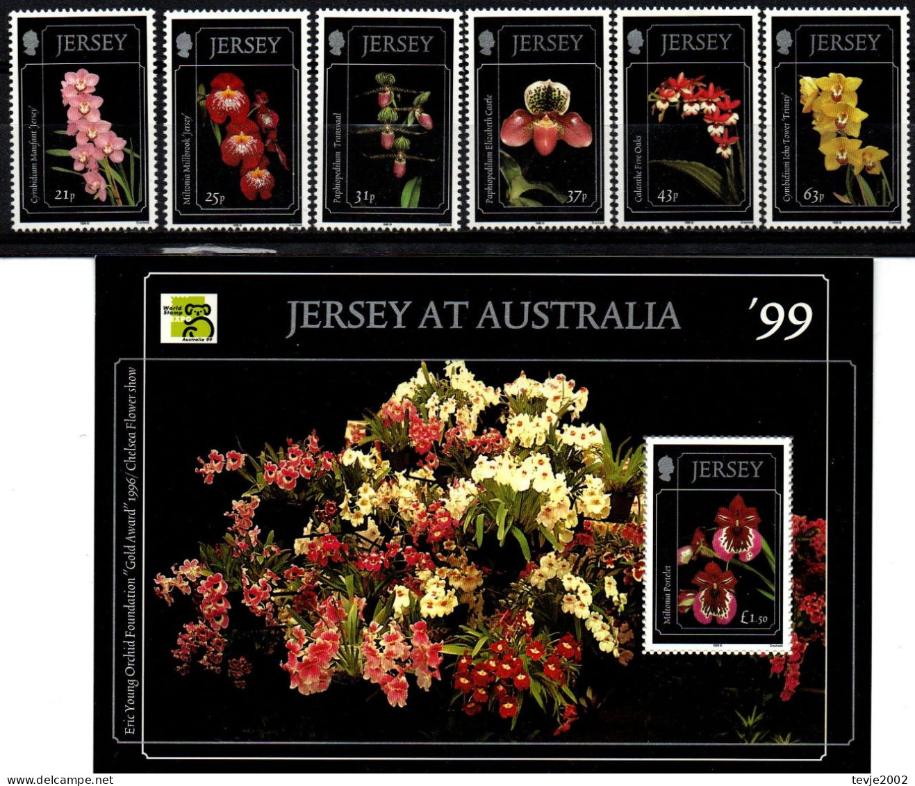 Jersey 1999 - Mi.Nr. 877 - 882 + Block 22 - Postfrisch MNH - Blumen Flowers Orchideen Orchids - Orchidee